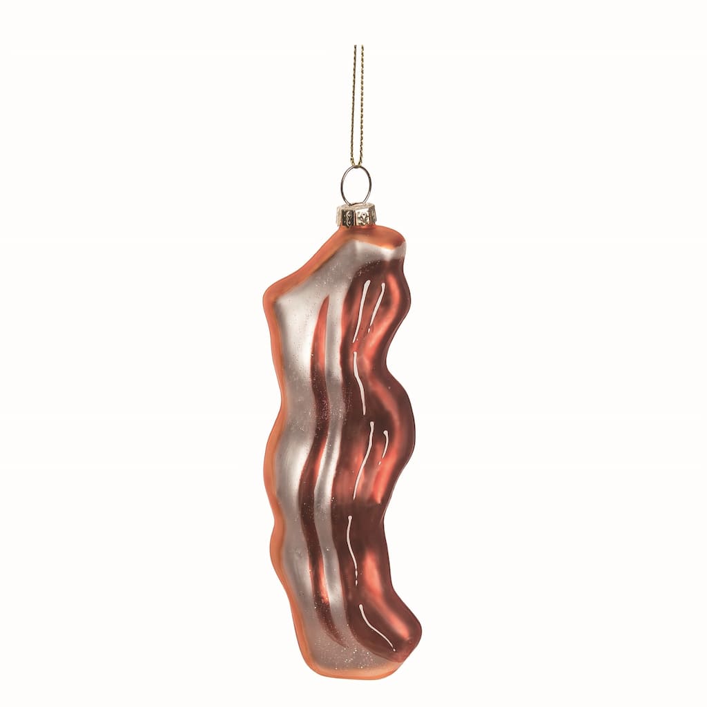 Transpac Glass Brown Christmas Bacon Ornament
