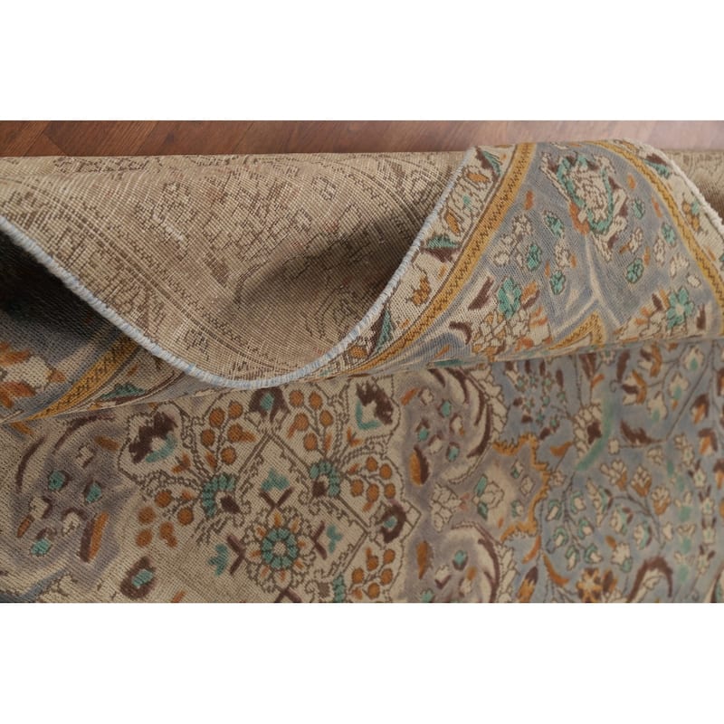 Blue Floral Tabriz Persian Rug Handmade Traditional Wool Carpet - 6'7"x 9'7"
