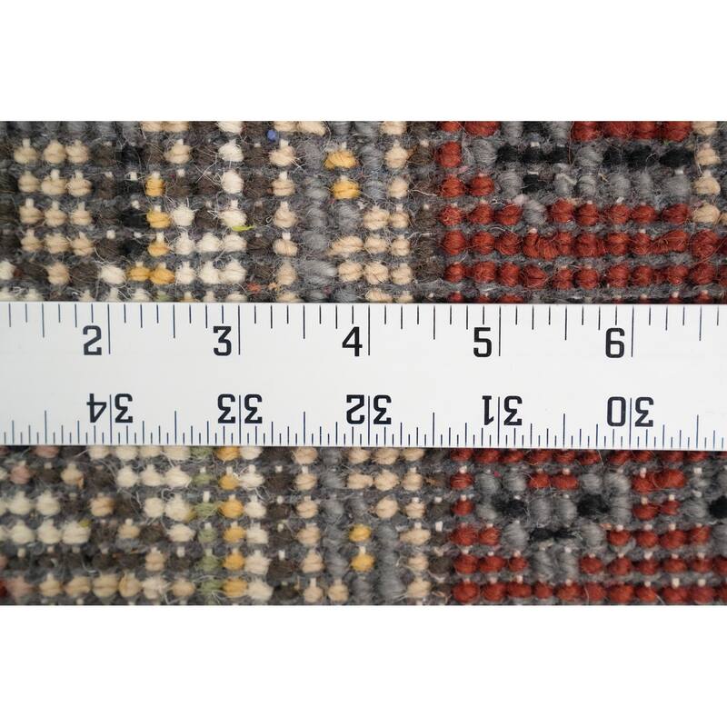 Hand Knotted Oriental 100% Wool Carpet Transitional Geometric Greys & Charcoal Oushak Area Rug - 5' 1'' X 2' 11''