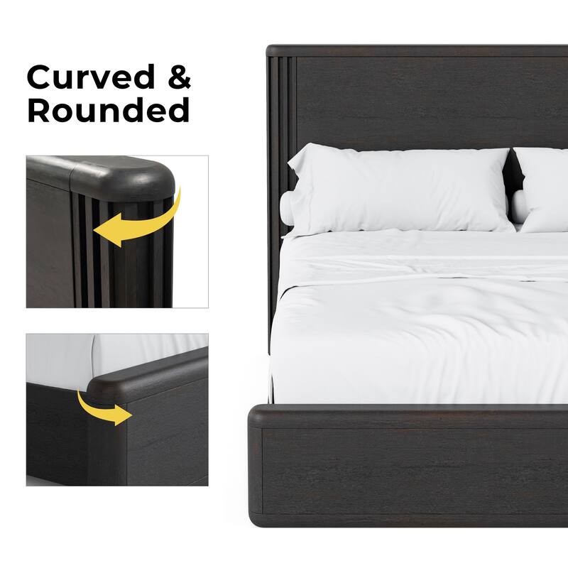 Furniture of America Caelan II Modern 3-Piece Black Solid Wood Panel Bedroom Set with Motion Light