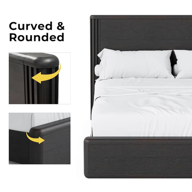 Furniture of America Caelan II Modern 5-Piece Black Solid Wood Panel Bedroom Set with Motion Light