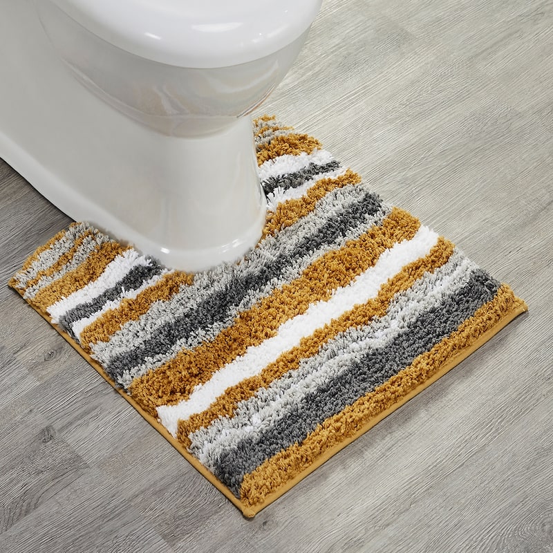 Better Trends Bath Rug 100% Polyester Super Absorbent Anti-Skid TPR Backing Bathroom Rug For Shower,Sink Mats Griffie Collection - 20" x 20" Contour - Yellow
