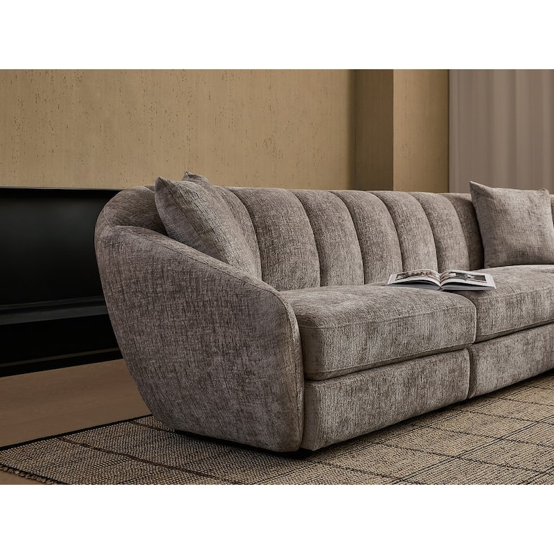 Slope Arm Chenille Fabric Rectangle Sectional Sofa Scallop Sofa