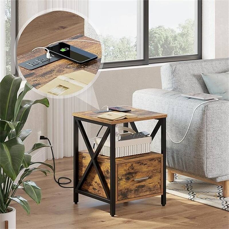 Nightstand with Power Outlet and USB Ports