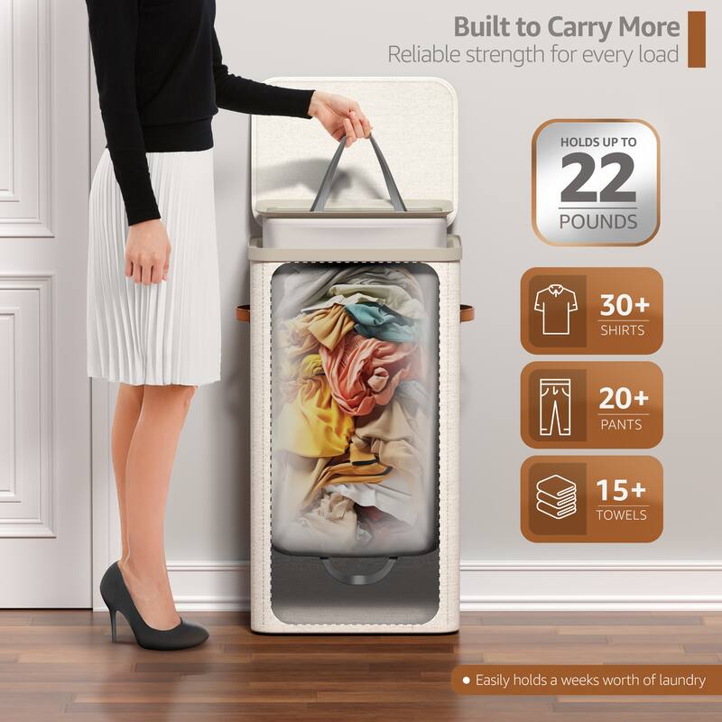 Sorbus 1-Compartment Laundry Basket with Removable Laundry Bag, Durable Organizer for Bathroom - 16.5" W x 12.5" D x 29.5" H