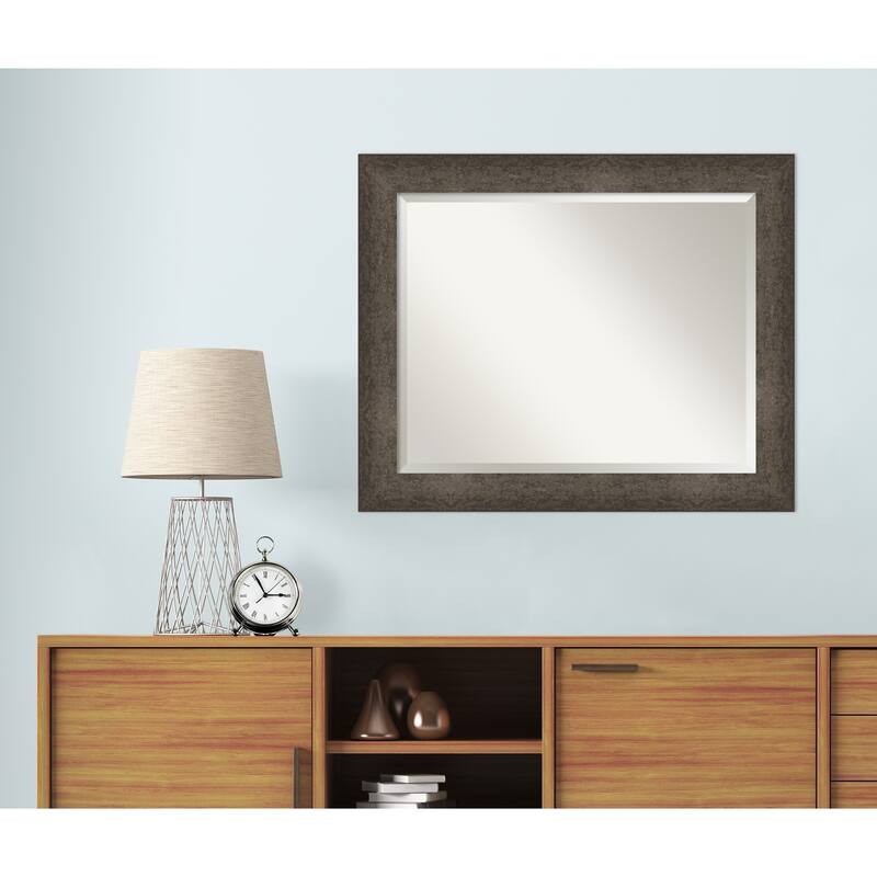 Dappled Beveled Wood Framed Wall Mirror