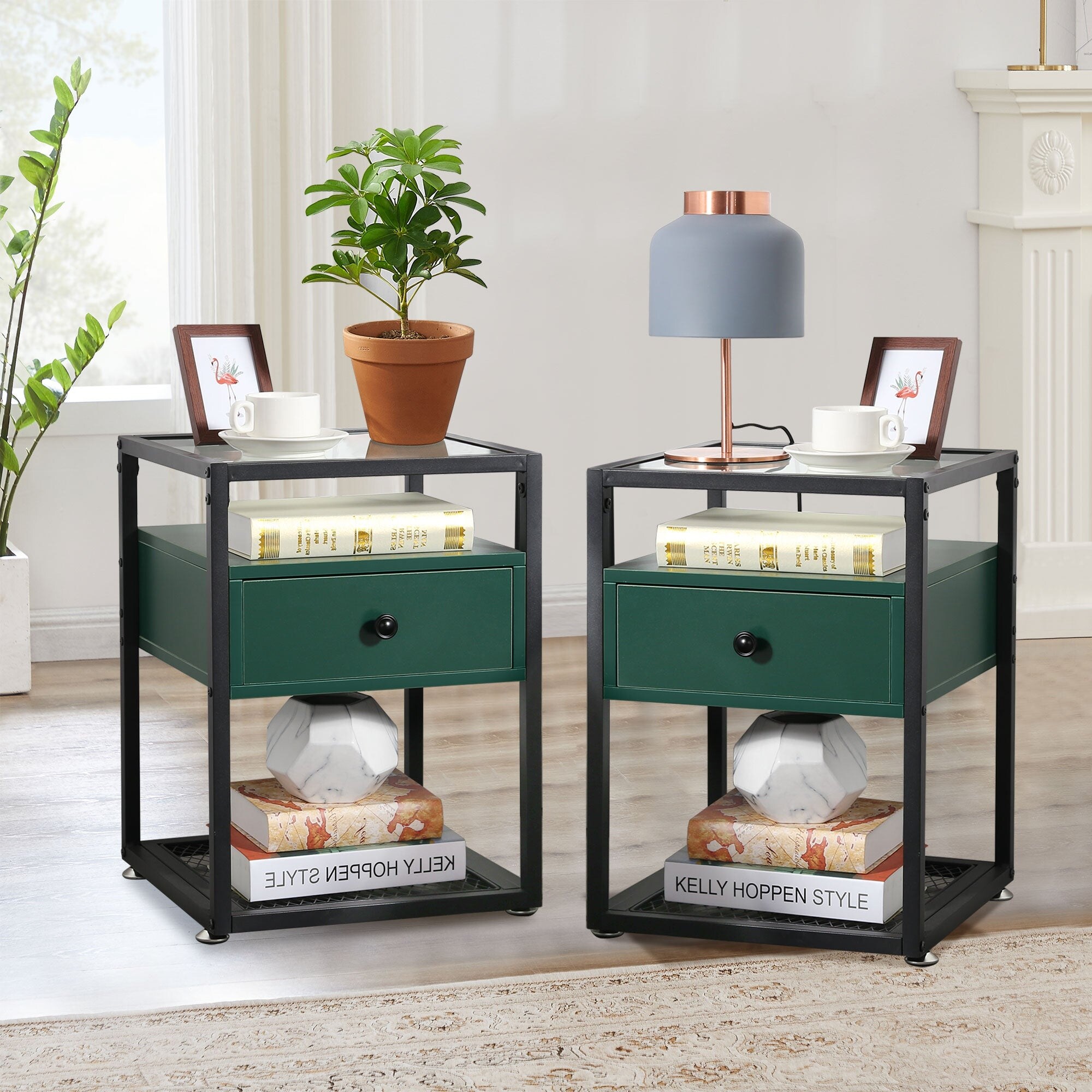 Black nightstand new arrivals with glass top