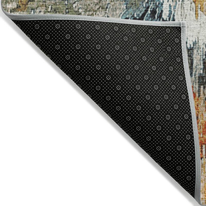 Machine Washable Indoor/ Outdoor Abstract Burst Chantille Rug