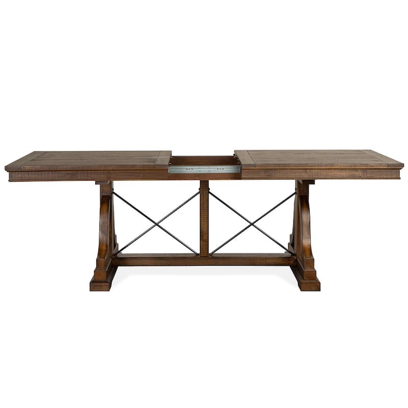 Magnussen Home Bay Creek Toasted Nutmeg Extendable Trestle Dining Table - 38''W x 72''D x 30''H