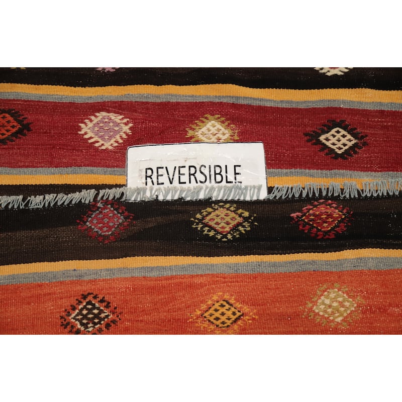 Hand Woven Oriental 100% Wool Carpet Southwestern Tribal Multi-Colored Kilim Area Rug - 9' 4'' X 5' 6''