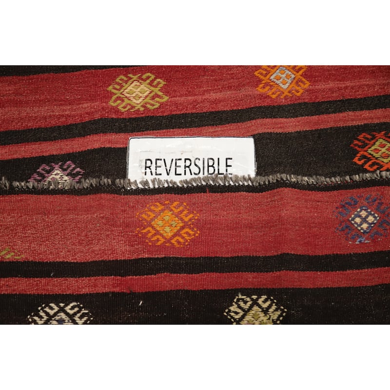 Hand Woven Oriental 100% Wool Carpet Southwestern Tribal Red Kilim Area Rug - 9' 1'' X 5' 10''