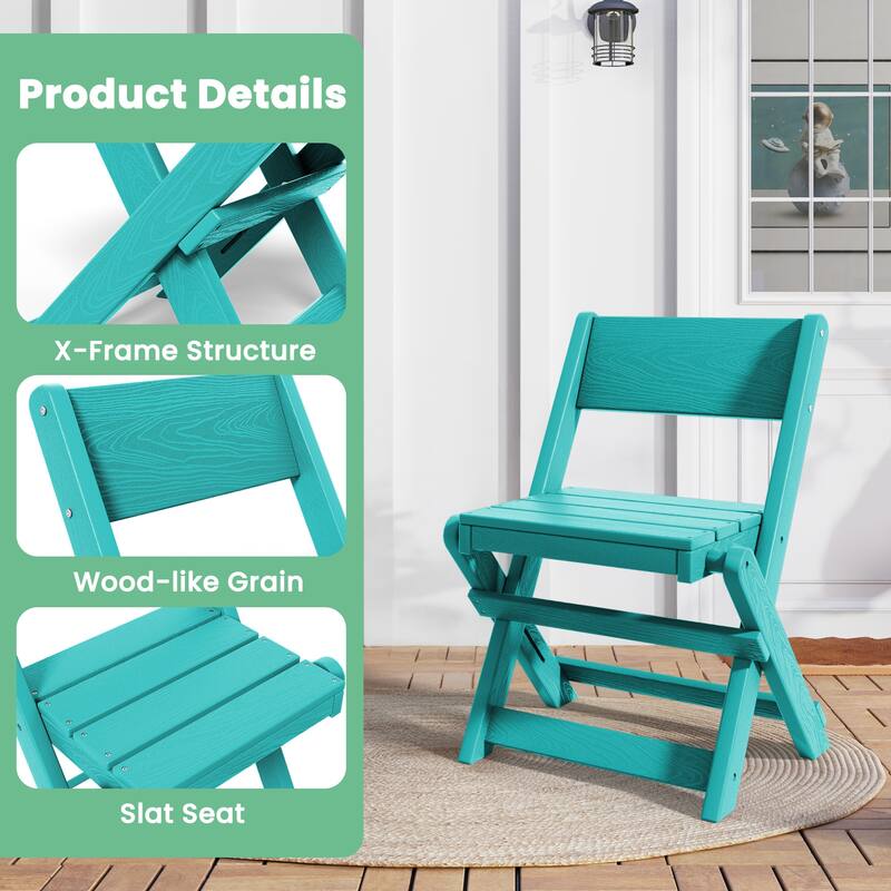 3-Piece Outdoor HDPE Bistro Set, Waterproof, Weather-Resistant & Foldable