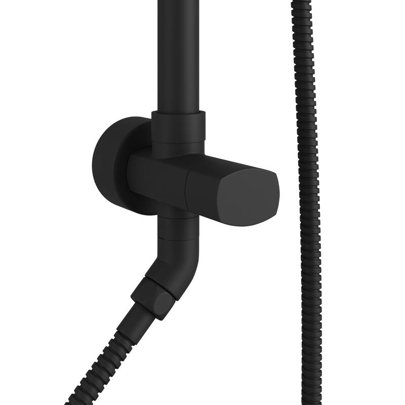 Kauai III 8-in Rain Showerhead Shower System with Slide Bar and Integrated Soap Dish Matte Black