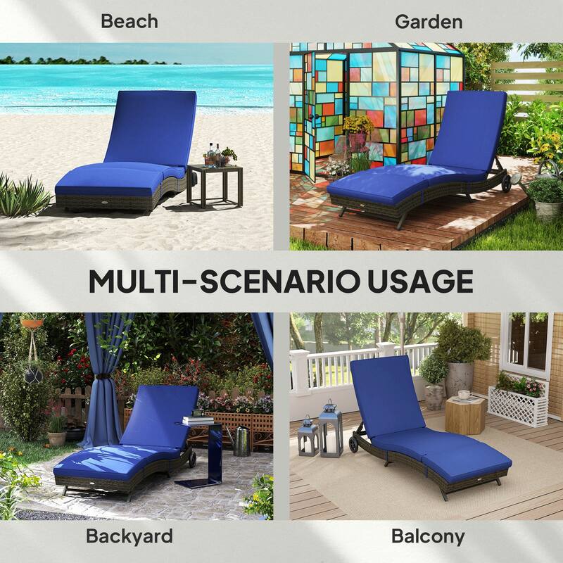 Oxford Fabric Lounge Chair with Mesh and Headrest - 23.5" W x 52.25" D x 11.75" H