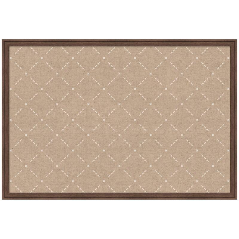 Kate and Laurel Pinboard Beige Lattice Pattern - 38x26 - Florence Medium Brown