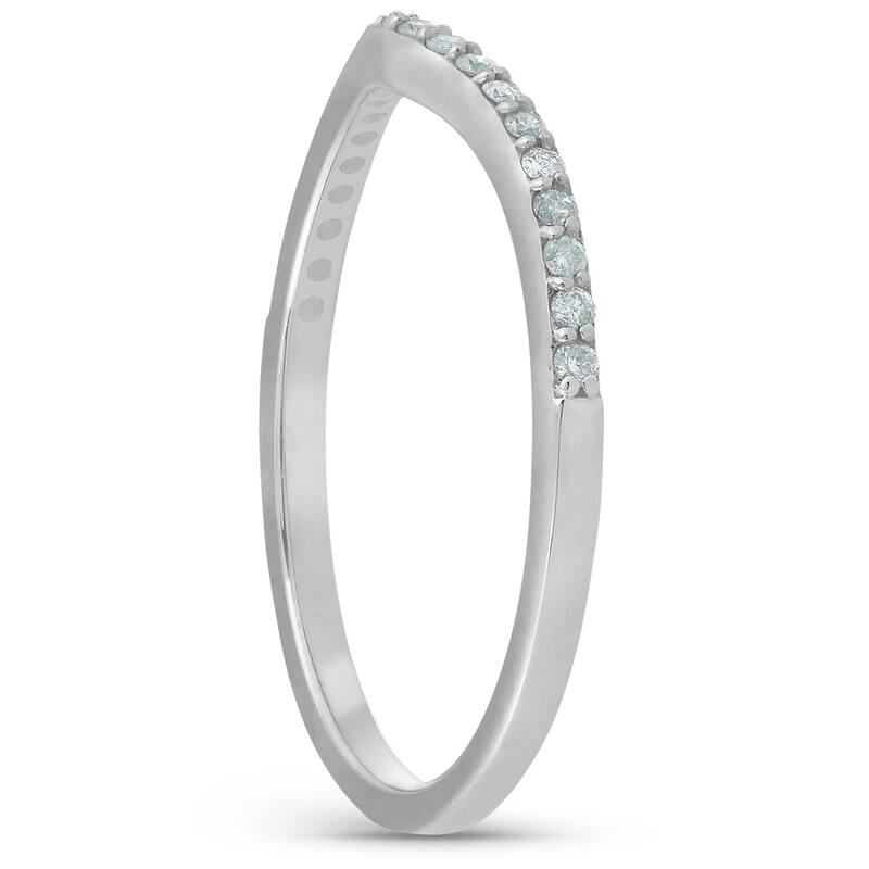 1/8cttw Diamond Curved Wedding Engagement Guard Enhancer Band White Gold