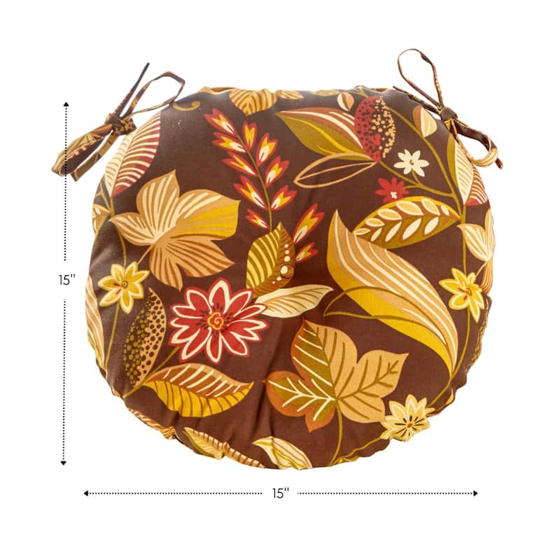 Outdoor 15-inch Timberland Floral Bistro Chair Cushions (Set of 2)