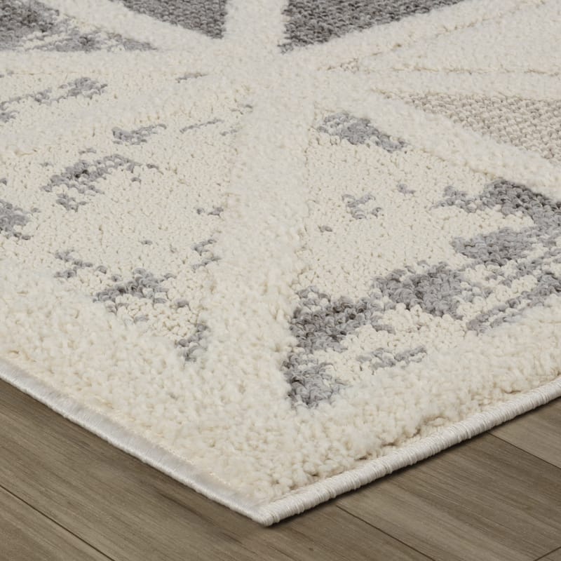 Biwe Distressed Geometric Stain Resistant Woven Durable Area Rug By HomeRoots - 2' X 8'