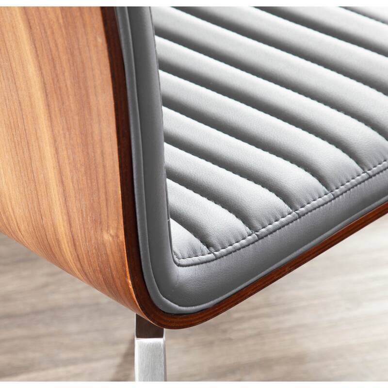 Mason Grey Swivel Chair Stainless Steel & Walnut Wood (Set of 2)