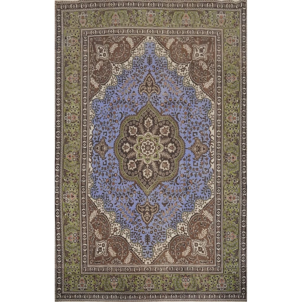 Hand Knotted Oriental 100% Wool Carpet Traditional Floral Purples Tabriz Area Rug - 11' 4'' X 8' 1''