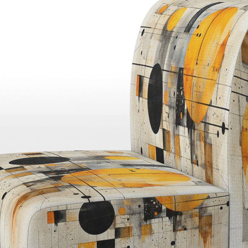 Designart "Geometric Abstraction III" Upholstered Abstract Shapes Accent Chair and Modern & Contemporary Arm Chair