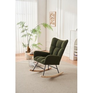 Rocking Chair with Green Teddy Upholstery and Wood Legs - Bed Bath ...