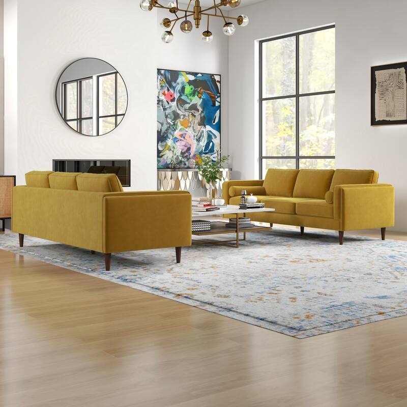 Fatih Mid Century Velvet Sofa Set