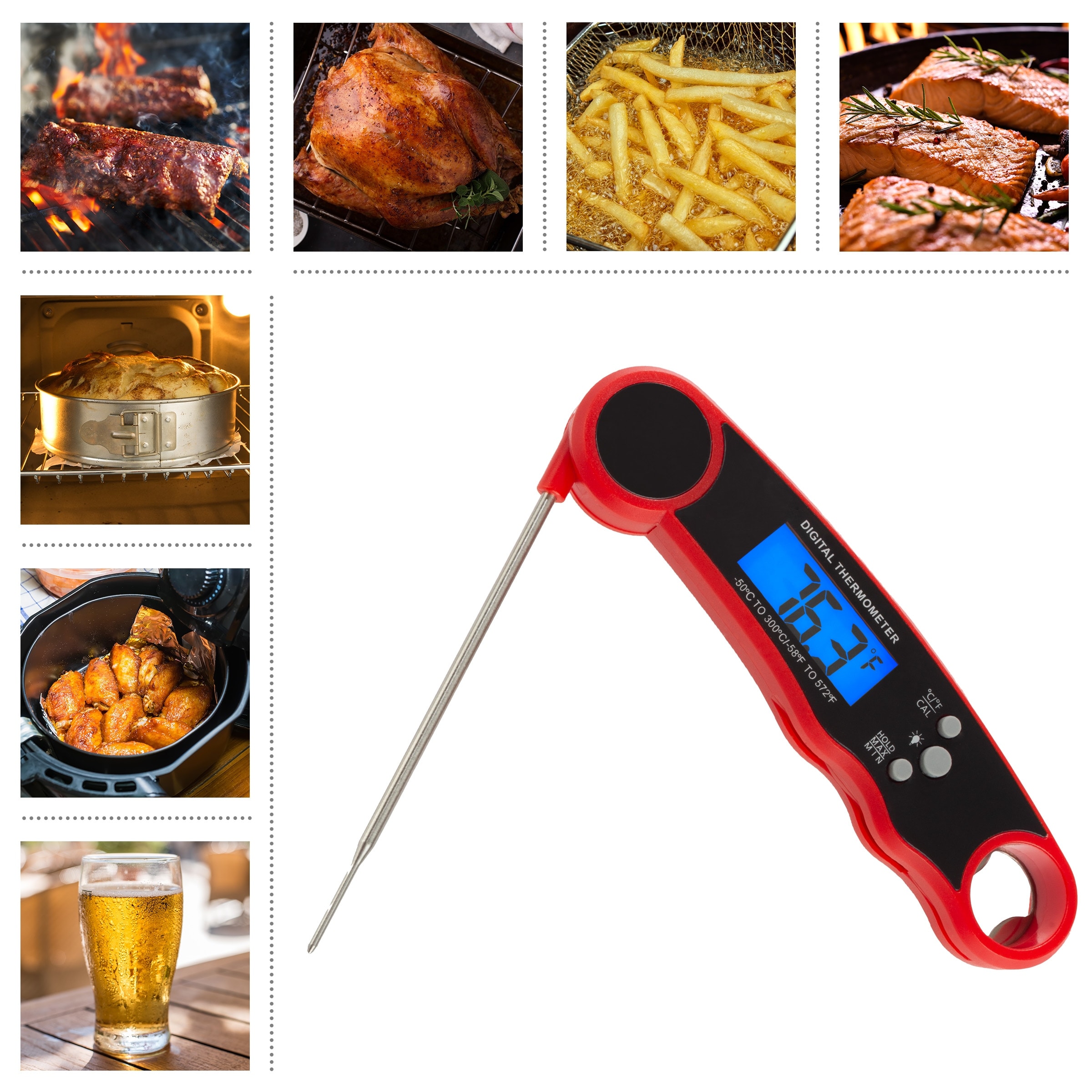 1pc Candy Deep Fry Thermometer with Pot Clip 8 - Instant Read