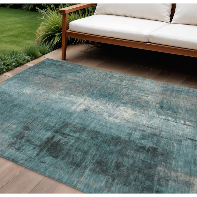 HomeRoots Abstract Transitional Rectangle Outdoor Rug - 8' X 10'