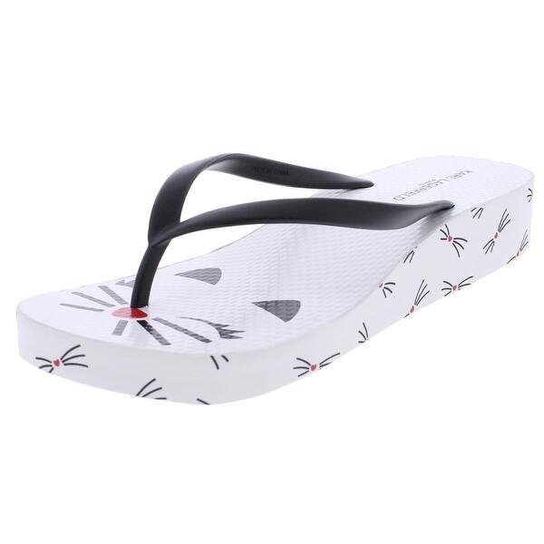 Shop Karl Lagerfeld Paris Womens Tina Flip Flops Cat Print Wedge Overstock 21162586