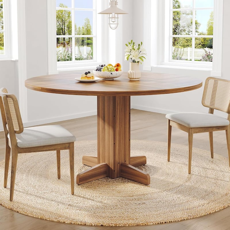 47 Inch Kitchen Round Dining Table for 4-6 People with Pedestal Base (Table Only)