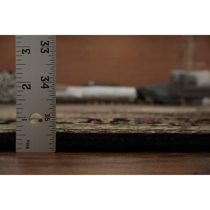 Hand Knotted Oriental 100% Wool Carpet Traditional Floral Black Tabriz-Mahi Area Rug - 5' 11'' X 4' 1''