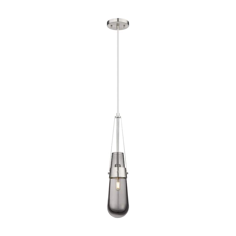 Innovations Lighting Milan - 1 Light 4" Cord Hung Pendant - Satin Nickel/Light Smoke