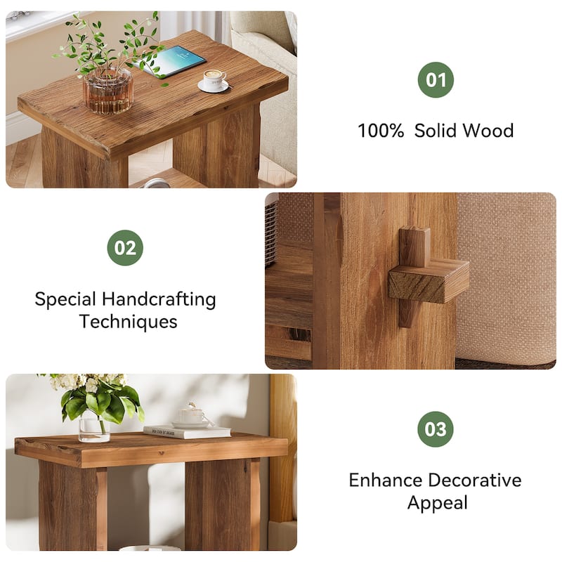 Solid Wood Farmhouse Nightstand with Storage