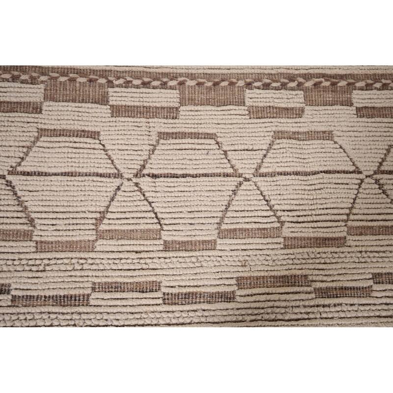 Moroccan Oriental Large Area Rug Hand-Knotted Abstract Wool Carpet - 10'1"x 13'9"