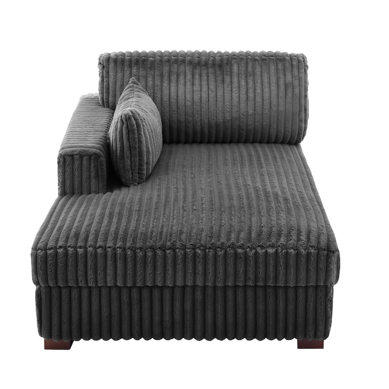 42" W Plush Corduroy Upholstered Chaise Lounge Sleeper for Living