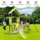 preview thumbnail 7 of 7, 7-in-1 Kids Outdoor Metal Playset with Wave Slide and Climbing Rope-Green - Multi