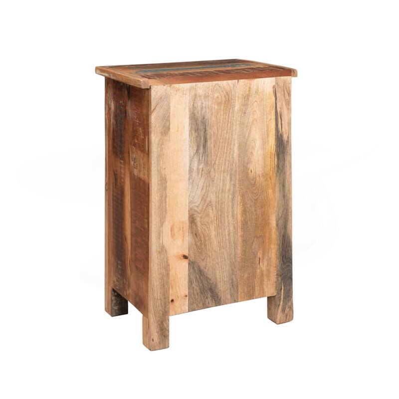 Charming Recycled Wood Side Table with Versatile Storage Options