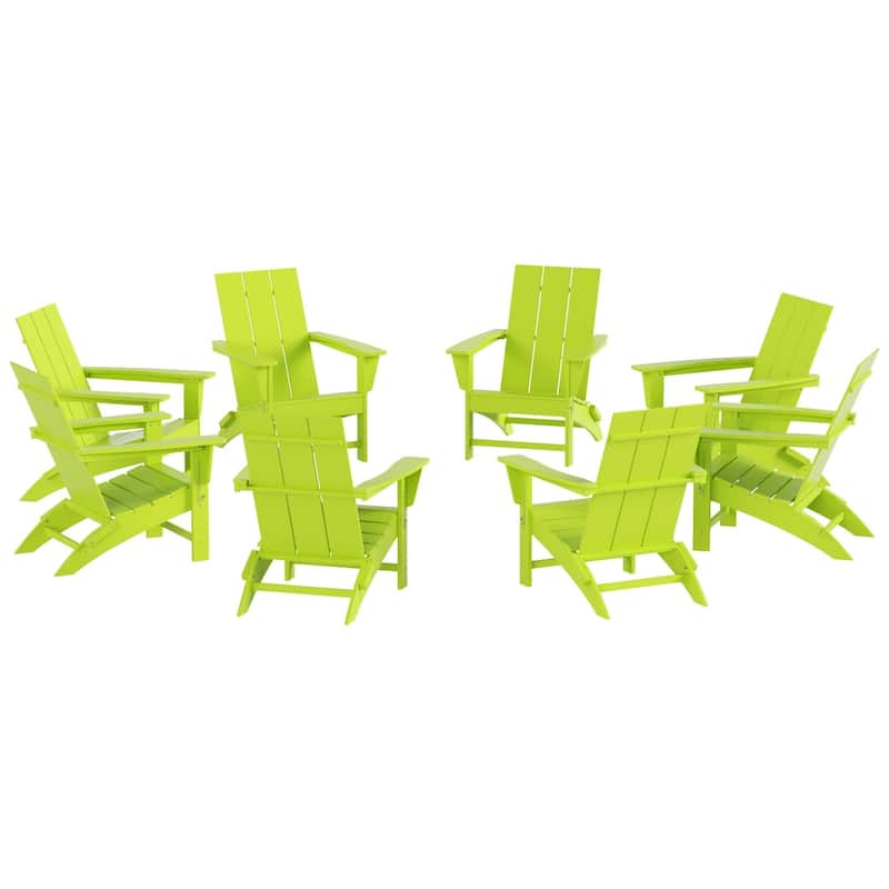 Shoreside Modern Poly Folding Eco-Friendly All Weather Adirondack Chair (Set of 8)