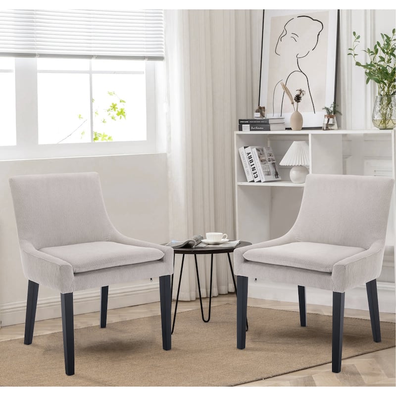 Mid-Century Modern Corduroy Upholstered Dining Chairs with Solid Wood Legs,Set of 2/4/6