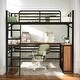 preview thumbnail 2 of 13, Contemporary Twin Size Metal Loft Bed with 3 Layers of Shelves and L-shaped Desk, Versatility galore, Maximized space, Black