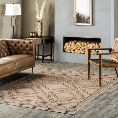 Nuloom Elin SuperiorWash Moroccan Border Easy-Jute Machine Washable Area Rug