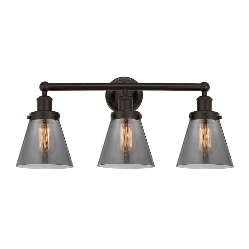 Innovations Lighting 616-3W-10-25 Cone Vanity Cone 3 Light 25" Wide - Oil Rubbed Bronze / Plated Smoke