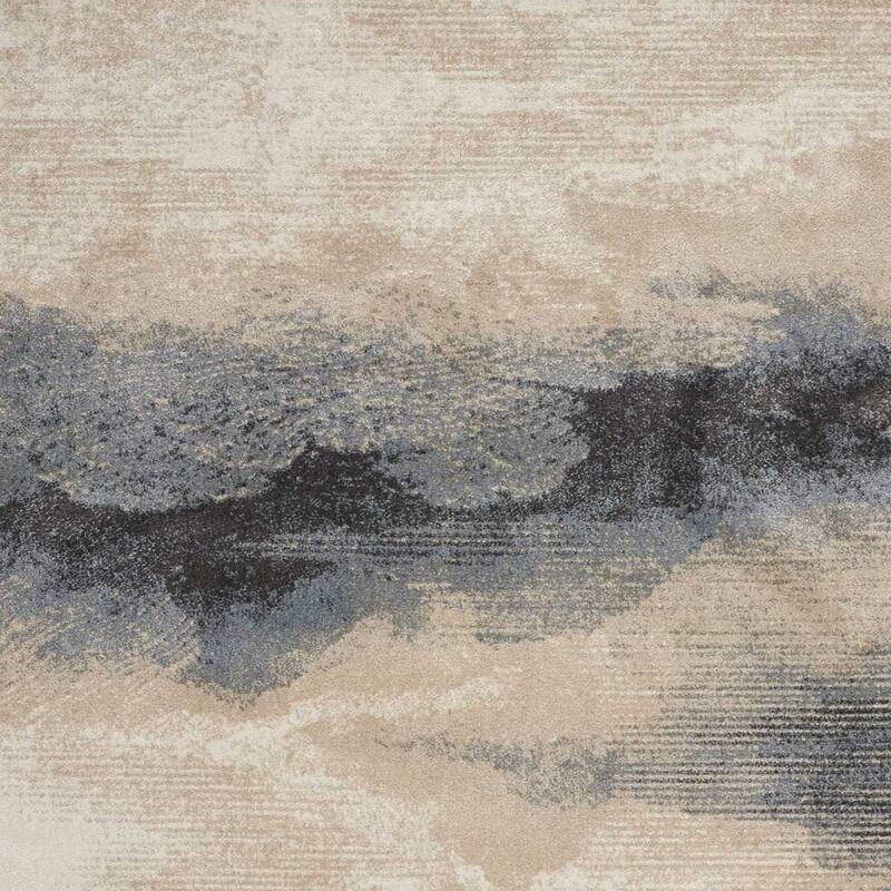 Hoko Power Loomed Abstract Modern Non Skid Stain Resistant Area Rug By HomeRoots - 87' X '63' X '0.5