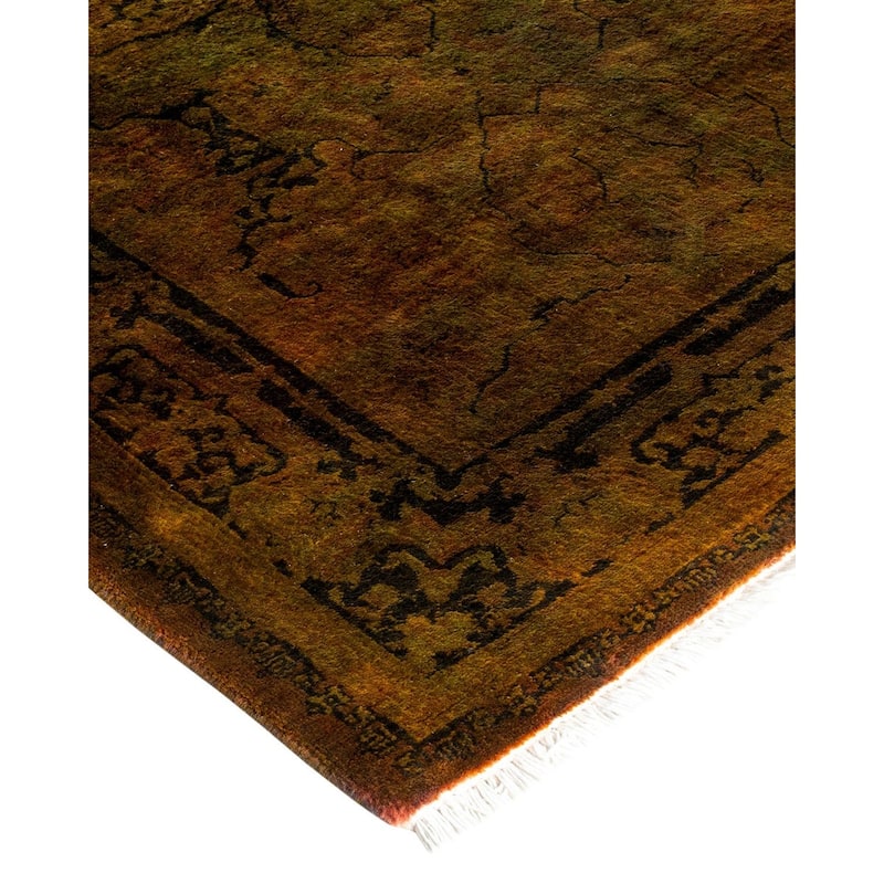 Overton Hand Knotted Wool Vintage Inspired Modern Contemporary Overdyed Yellow Area Rug - 2' 8" x 4' 1"
