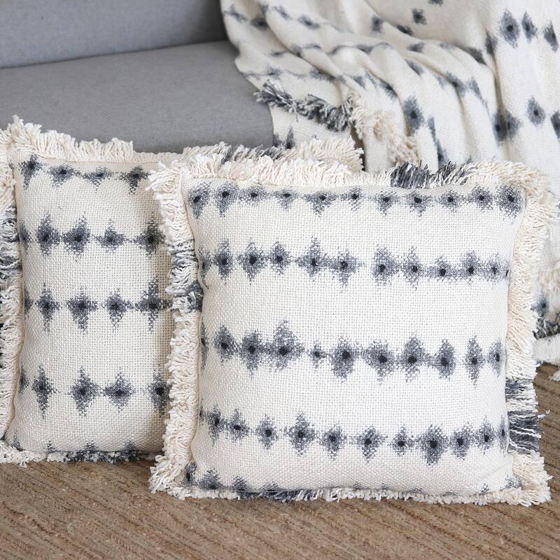 Novica Handmade Diamond Waves Tie-Dye Cotton Cushion Covers (Pair)