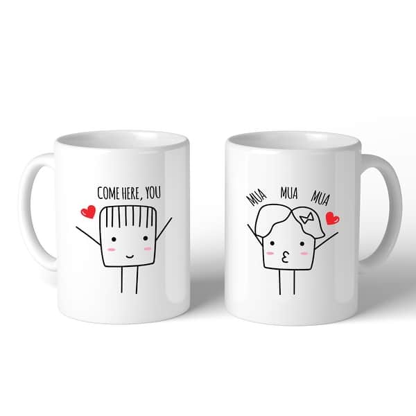 Come Here Mua Mua Mua White Matching Couple Mugs Cute Wedding Gifts - Bed  Bath & Beyond - 17955385