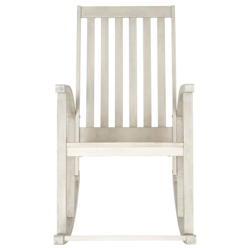 SAFAVIEH Outdoor Nevaeh Acacia Wood Rocking Chair - 26W x 45D x 34H - White Wash