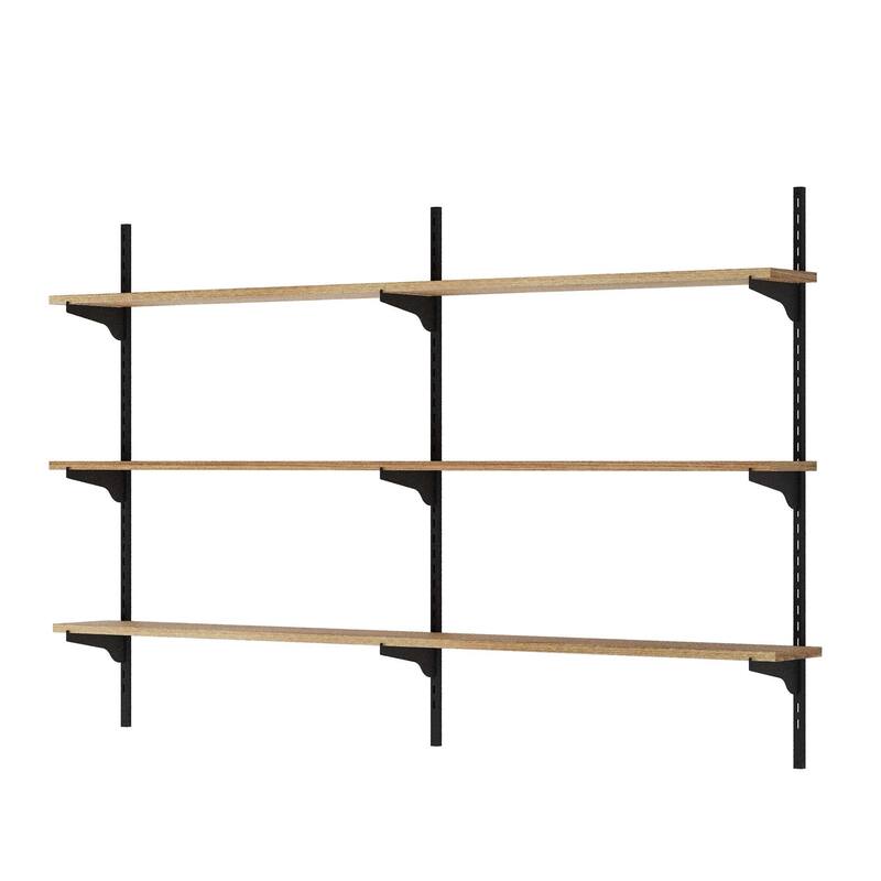 Wallniture Turin 54" Wall Mounted Shelves with Adjustable Brackets, Floating Shelves for Living Room & Office Decor, 2,3,4 Tier