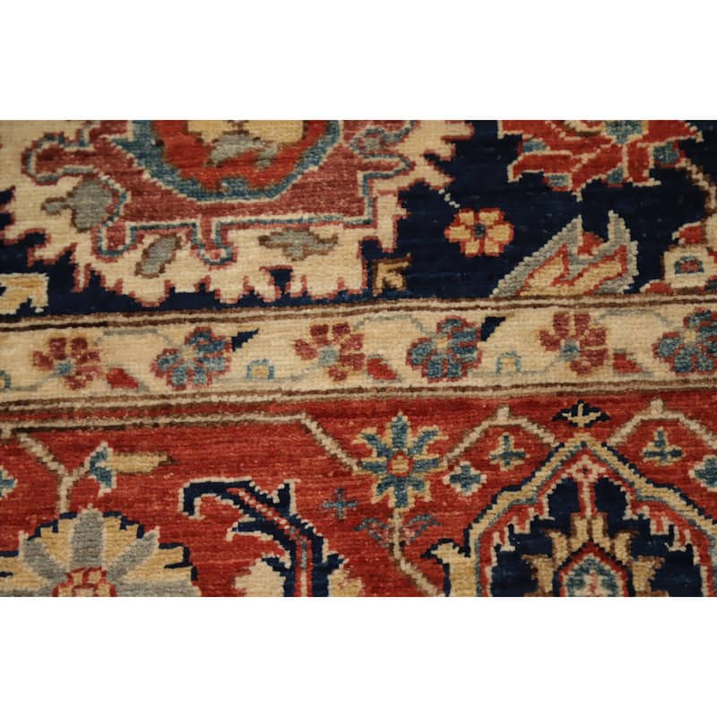 Hand Knotted Oriental 100% Wool Carpet Traditional All-Over Navy Blue & Blues Ziegler Area Rug - 9' 10'' X 8' 0''